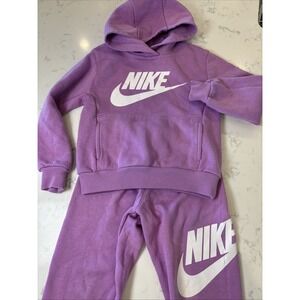 Nike Sweatshirt & Sweatpants Set Pinkish Lavender Girls Sz 4 XSM Joggers Hoodie